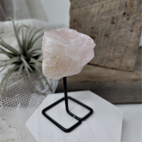 Genuine Rose Quartz Specimen on Metal Base - Picture 5 of 7